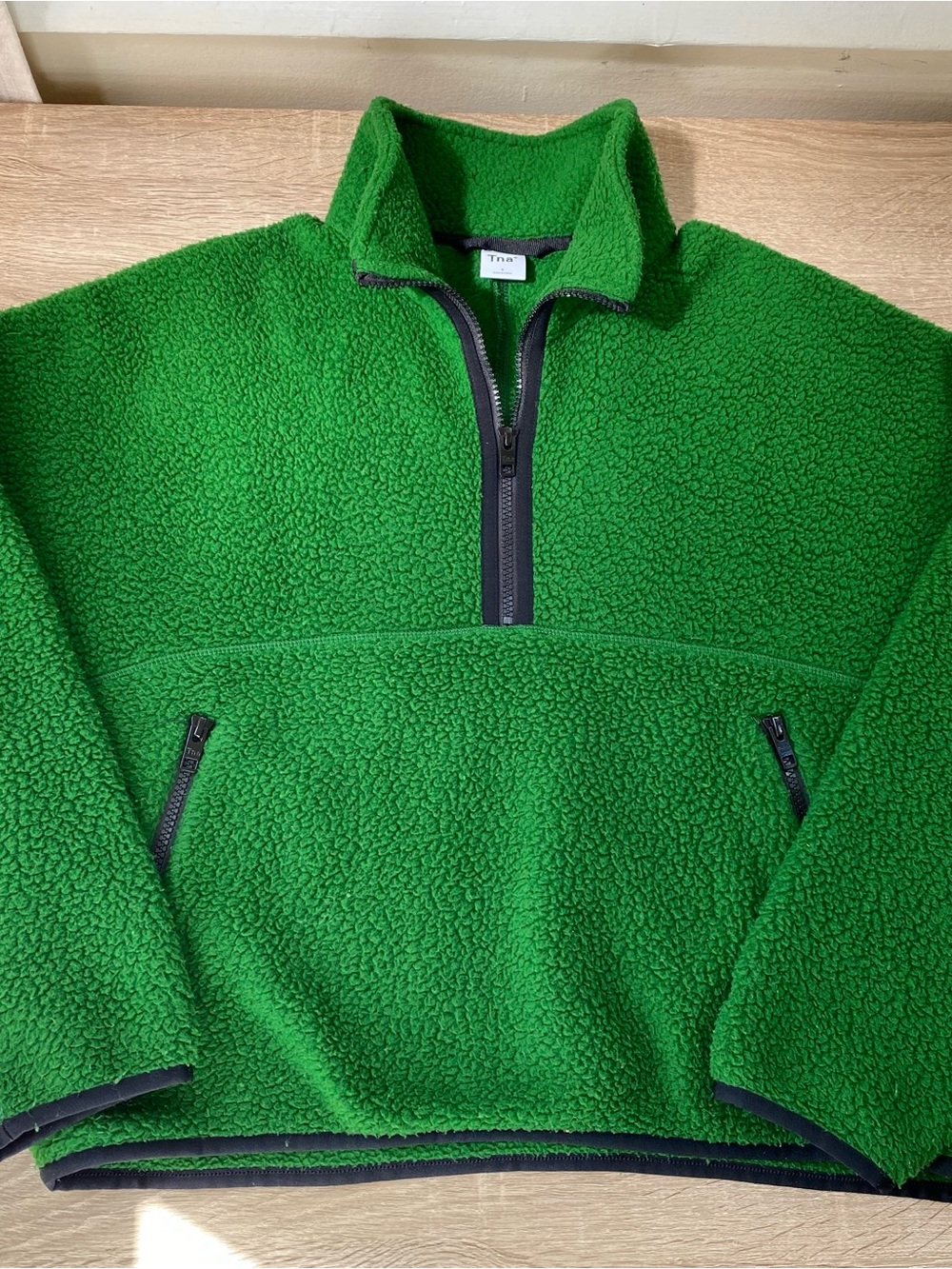 Aritzia TNA Polartec Fleece Mockneck Jacket Green Small - Picture 8 of 9